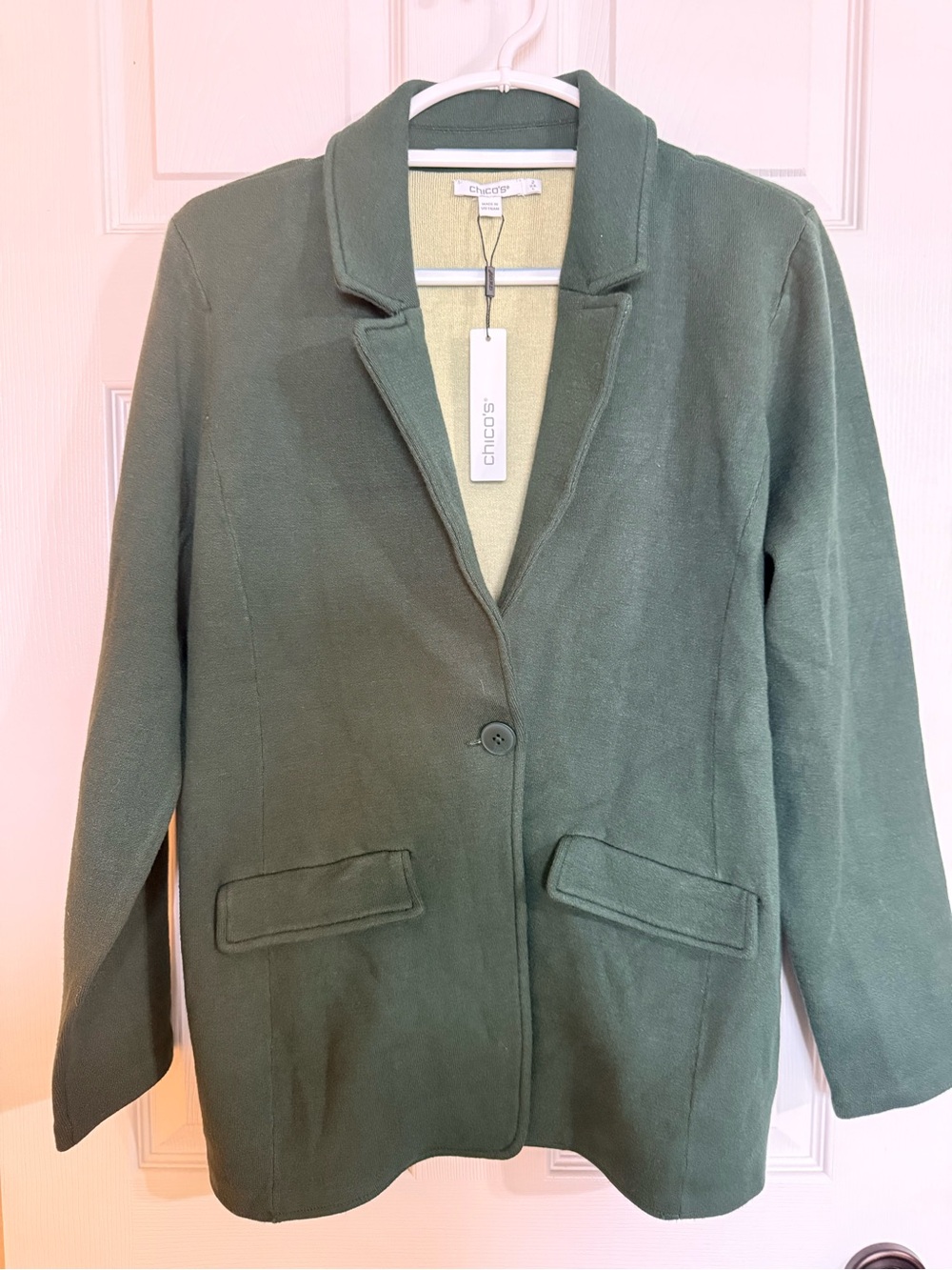 Chico's Forest Green Single-Button Blazer Jacket